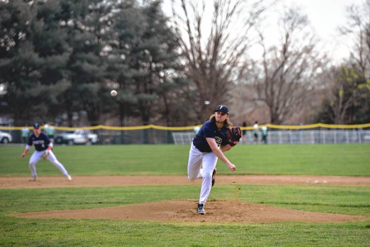 Max Skribiski-Banack pitches for Frontier against Amherst on Wednesday in South Deerfield. 