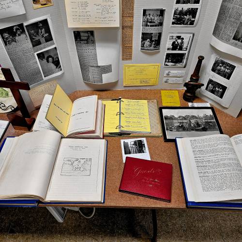 A timeline exhibit showed the milestone events of the Petersham Orthodox Congregational Church’s history. 