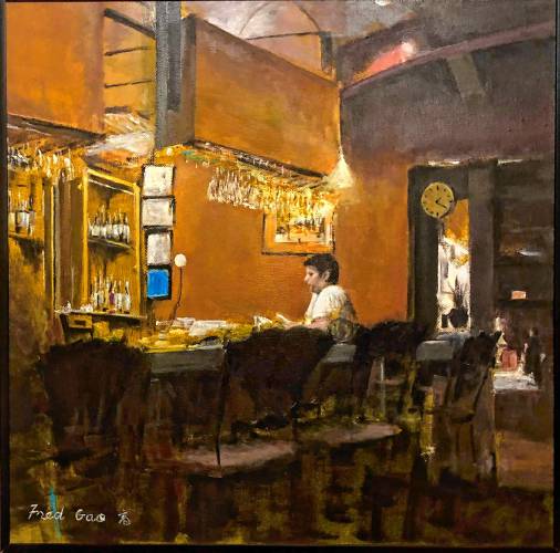 A restaurant scene painted by Frederick Gao.