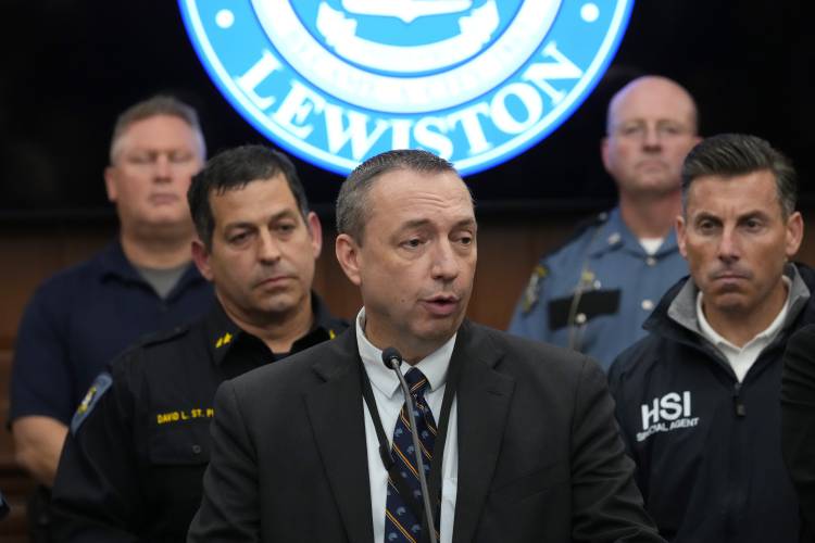 Maine Commissioner of Public Safety Mike Sauschuck speaks during a news conference in the aftermath of a mass shooting, in Lewiston, Maine, Friday, Oct. 27, 2023. (AP Photo/Matt Rourke)