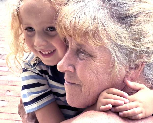 Barb Higgins with her son, Jack, in the backyard of their home near White Park on Thursday, May 8, 2025.
