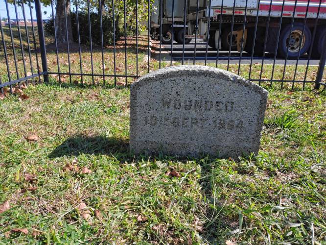 Allan Tischler, of Winchester, Virginia, is trying to drum up support to better preserve and protect this monument dedicated to Greenfield native Russell Hastings, who was wounded at this spot in Winchester during a Civil War battle in 1864.