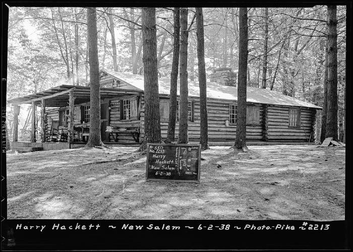 The main cabin of Harry Hackett in New Salem is one of the photos which can be found online at Digital Commonwealth. This photo was taken on June 2, 1938. 