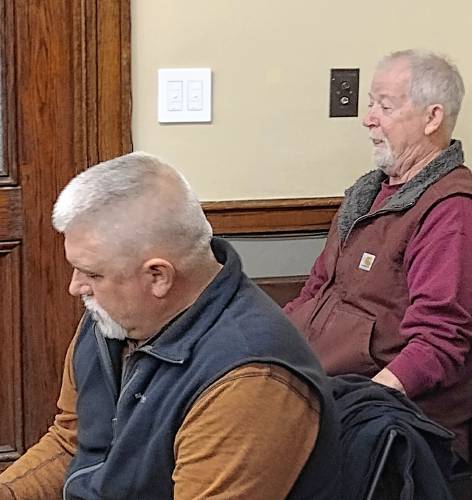 Athol resident Paul Landry (right) has been appointed as the new ‘parking ambassador’ for the Town of Athol. Landry, who was introduced last Tuesday to the Downtown Parking Benefits District Oversight Committee, will spend 10 hours a week patrolling Main Street and several adjacent streets in the downtown area. He will begin his patrols — the first in nearly five years — in the week ahead.