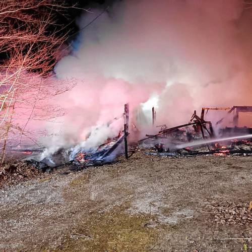 A home on Old South Road was destroyed by a fire reported at 2:35 a.m. on Wednesday.