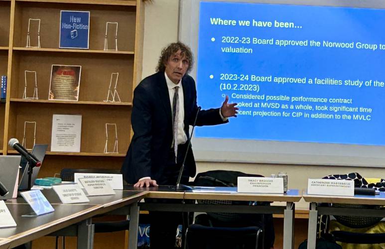 Superintendent Randy Wormald during a meeting on May 5.