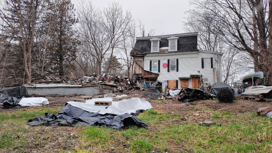 A house at 1756 Main St. in Athol, which was destroyed in a fire last August. Following months of waiting with little progress on a site cleanup, the board has voted to have Town Counsel explore legal options.  