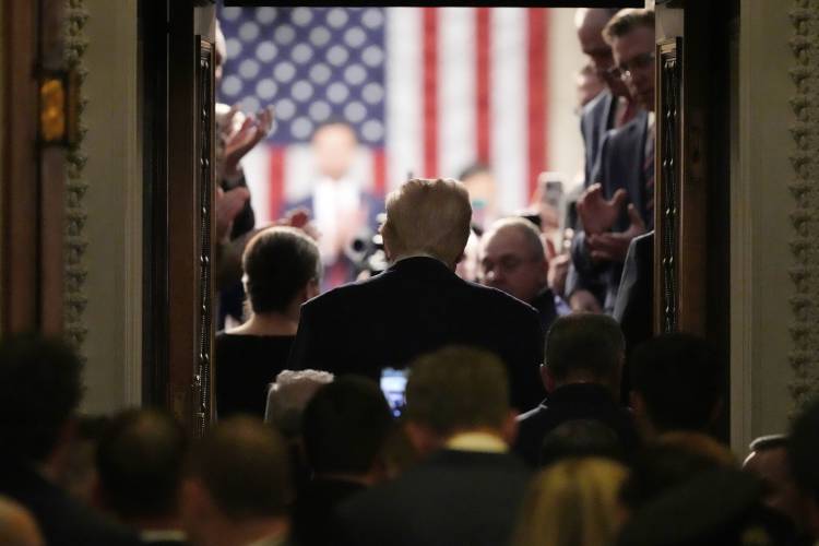 President Donald Trump arrives to address a joint session of Congress at the Capitol in Washington, Tuesday, March 4, 2025. (AP Photo/Ben Curtis)